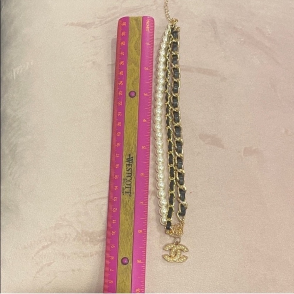 Chanel Gold and Black Chain Necklace with Pearl Accents - Picture 8 of 10